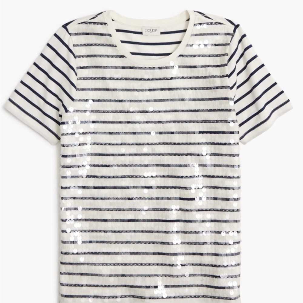 J. Crew Blue and White Striped Short Sleeve Tee